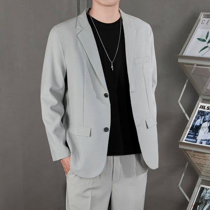 Ofisga qarshi engil hashamatli moda tasodifiy chiroyli bo'sh Gonkong uslubidagi gangster chiroyli ko'ylagi universal koreys versiyasi trendi uzun yengli kostyum erkaklar modellari