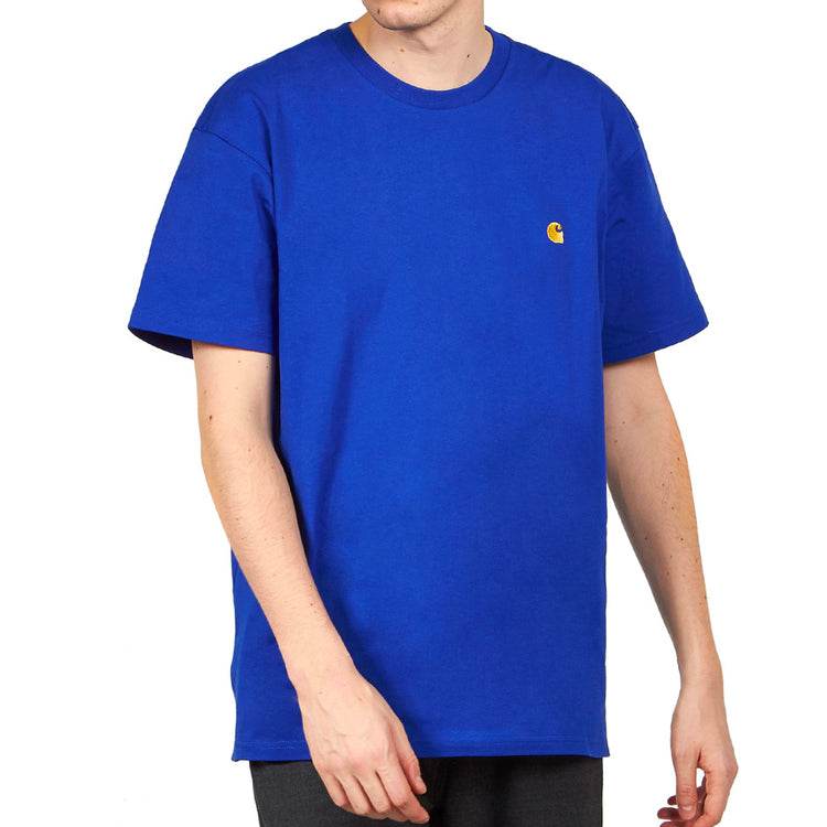 Футболка мужская Carhartt WIP chase embroidered blue - Boxette Shop