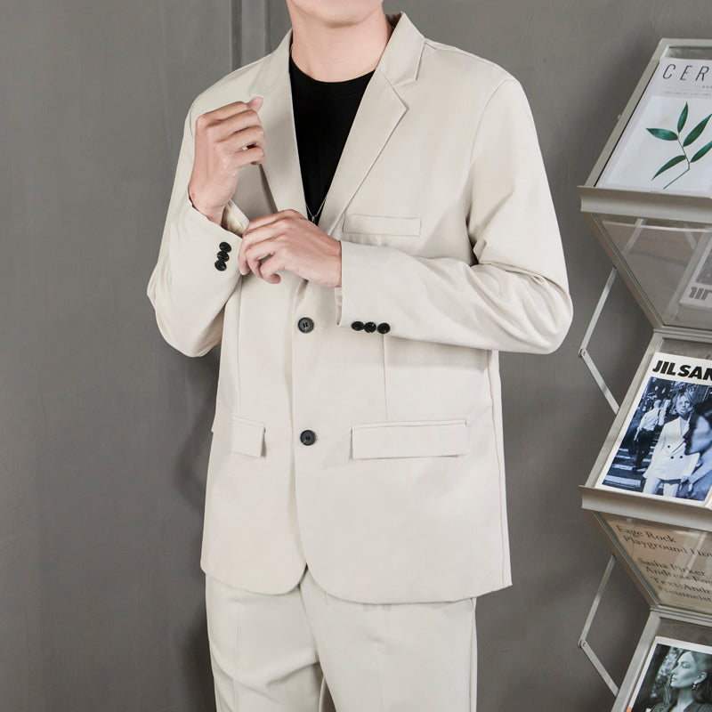 Ofisga qarshi engil hashamatli moda tasodifiy chiroyli bo'sh Gonkong uslubidagi gangster chiroyli ko'ylagi universal koreys versiyasi trendi uzun yengli kostyum erkaklar modellari