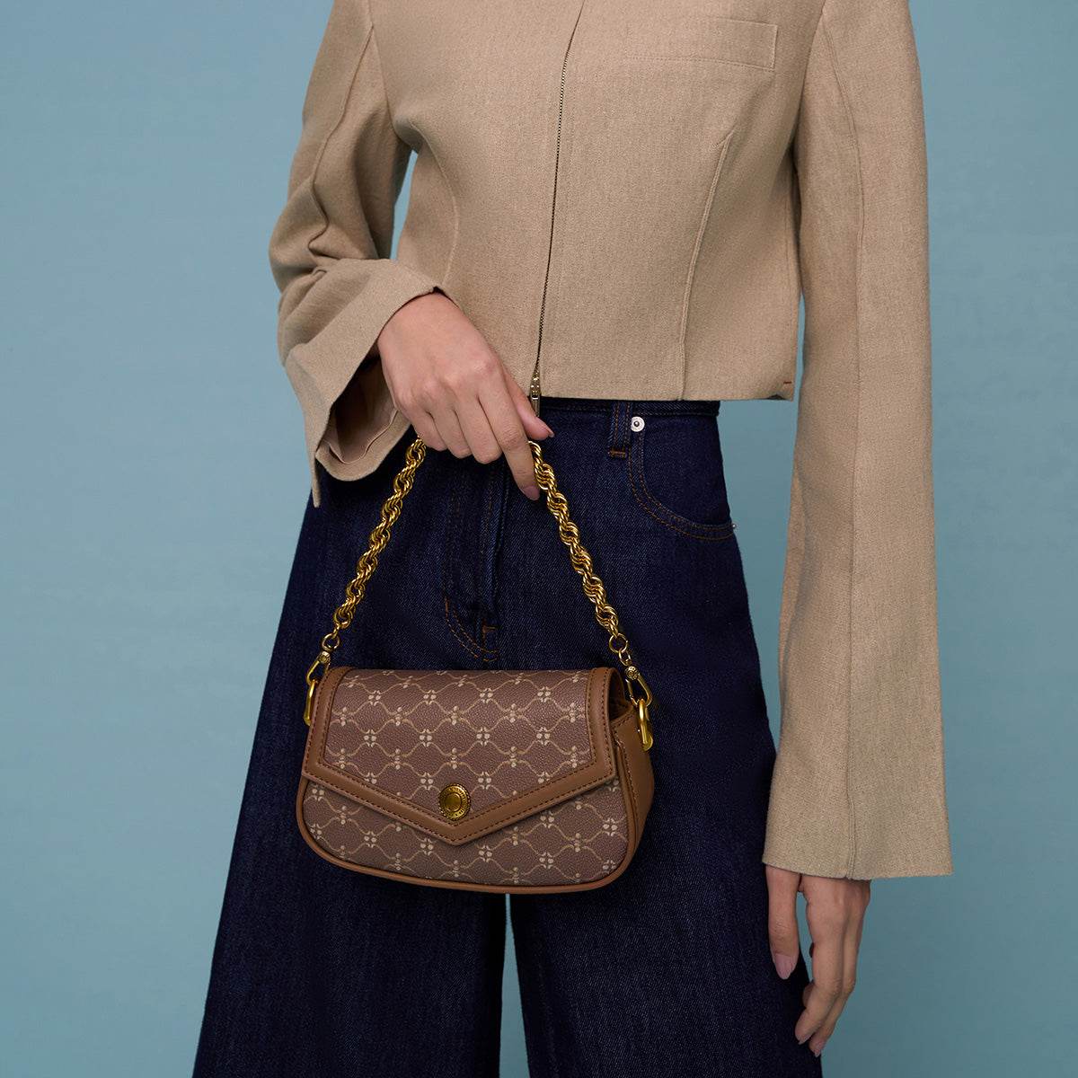 Сумка женская Charles&Keith Retro Color Blocking Chain Flap - Boxette Shop