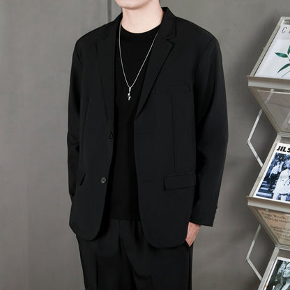 Ofisga qarshi engil hashamatli moda tasodifiy chiroyli bo'sh Gonkong uslubidagi gangster chiroyli ko'ylagi universal koreys versiyasi trendi uzun yengli kostyum erkaklar modellari