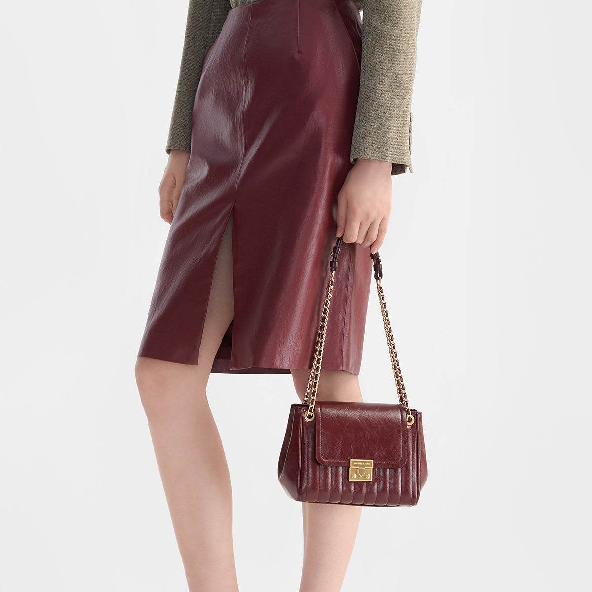 Сумка женская Charles&Keith Encore Vertical Check Chain Underarm - Boxette Shop