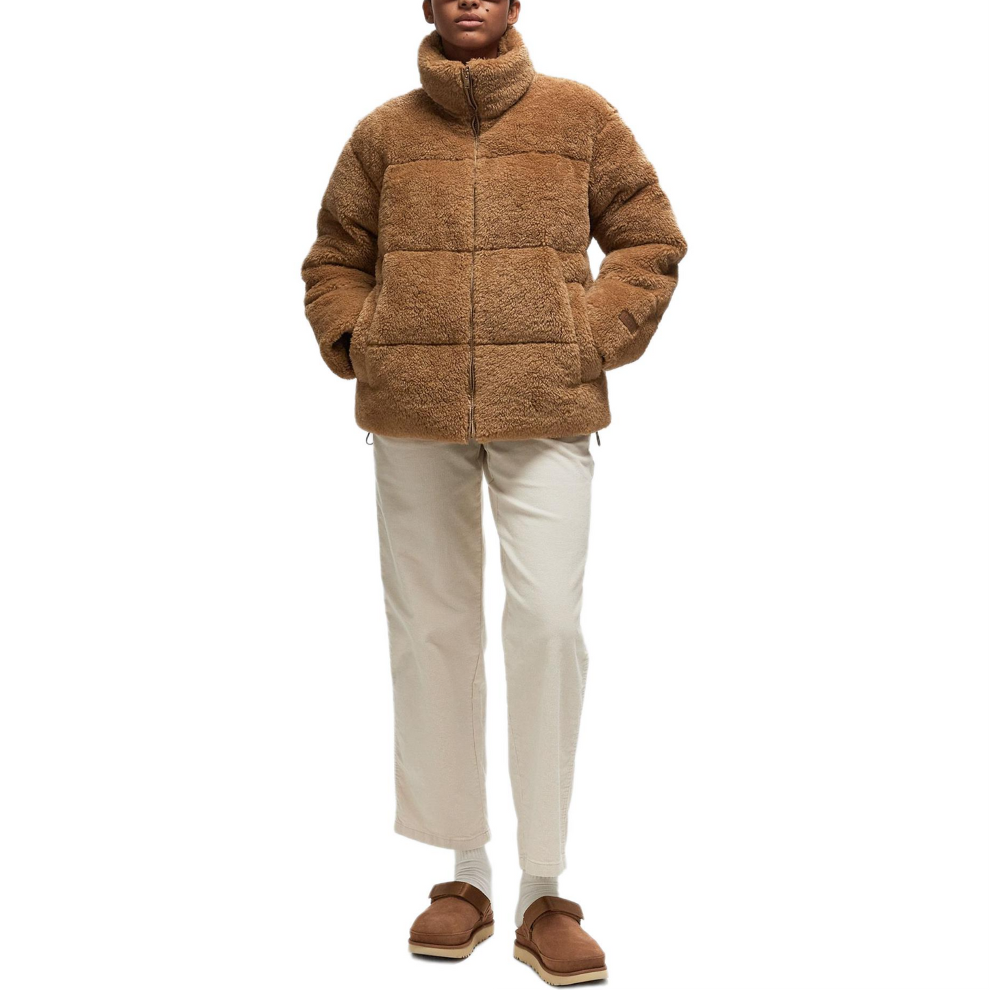 Ugg fw24 однотонный хлопковый жакет на молнии с длинным рукавом женский верблюжий