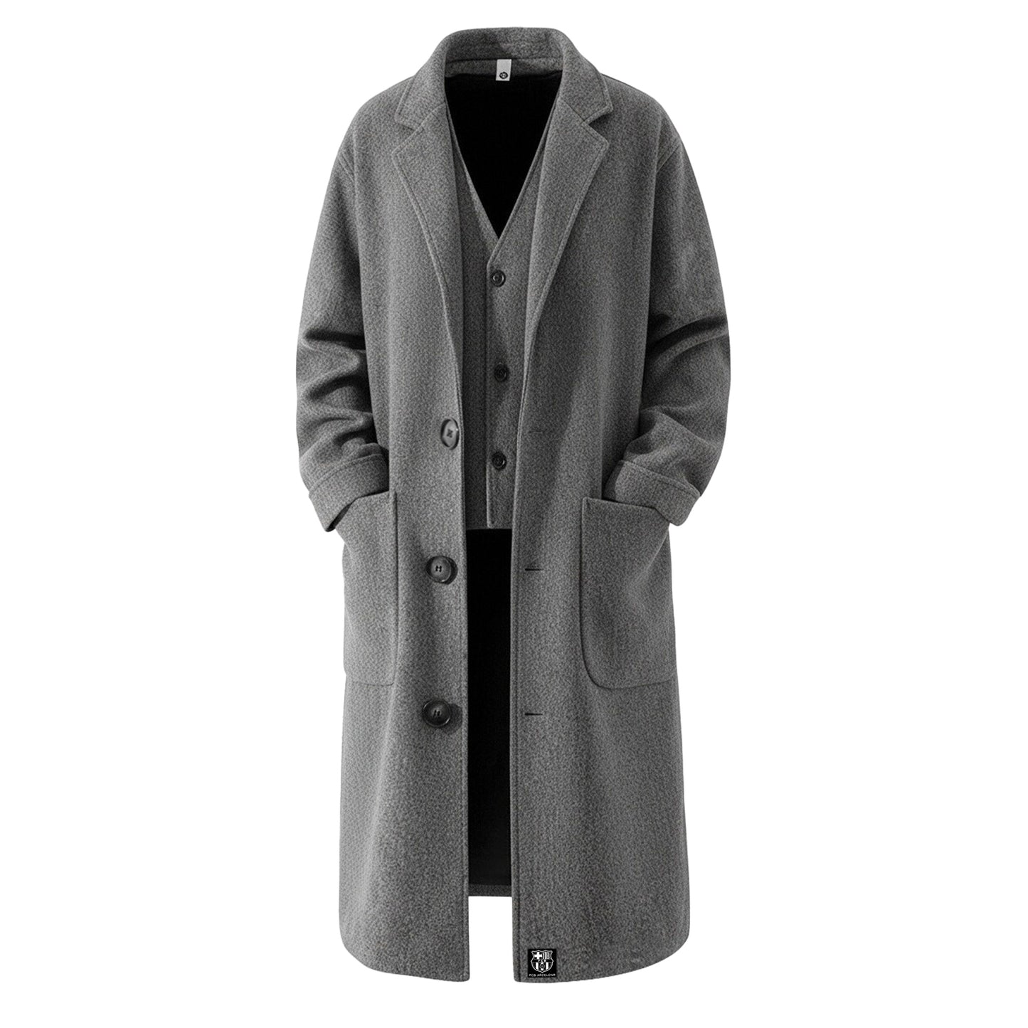 FC Barcelona koreys dangasa uslubidagi asosiy uzun cho'ntakli issiq ko'ylagi uzun yengli lapel ikki qismli qulay moda katta sezgi trendi tasodifiy palto bir xil paragrafli erkaklar va ayollar