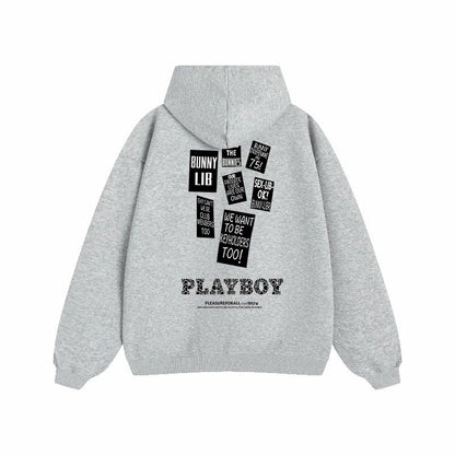 Erkaklar va ayollar uchun Playboy letter print bo'sh tasodifiy kaputi