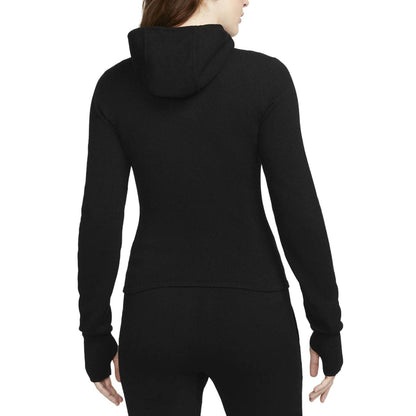 Nike solid colour two-way zip hooded hooded knit women's black - Boxette Shop
