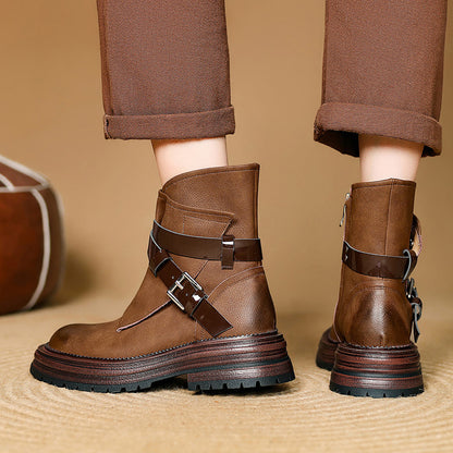 Balletcat воловьей кожи винтаж британский стиль толстым дном фея модный темперамент мода тенденция универсальный личность 16 см мартин сапоги 4,5 см женщин