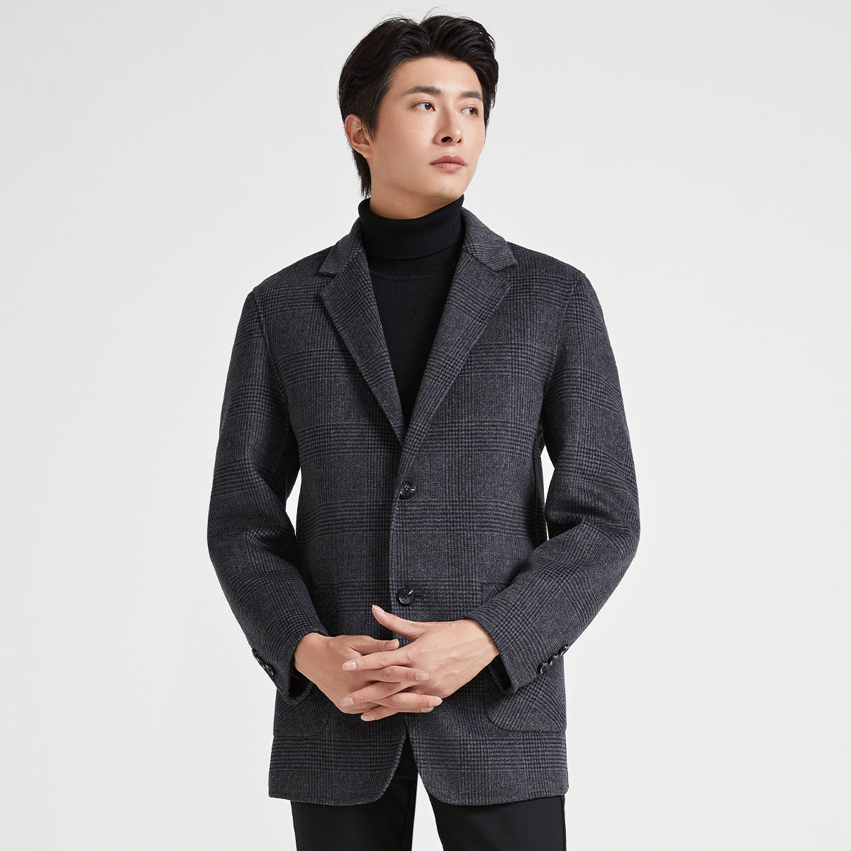 Kaiser kaiser koreys oddiy jun qo'lda to'qilgan, parvarish qilish oson plashli dog'ga chidamli ko'p qirrali kundalik palto erkaklar modellari