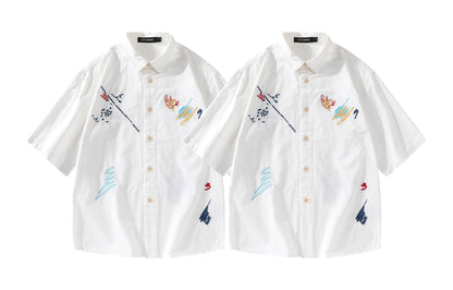 Paddy Julia Amerika retro baland ko'cha uslubidagi nafas oladigan ko'p qirrali yelkali qisqa yengli ko'ylak erkaklar va ayollar bir xil modellar