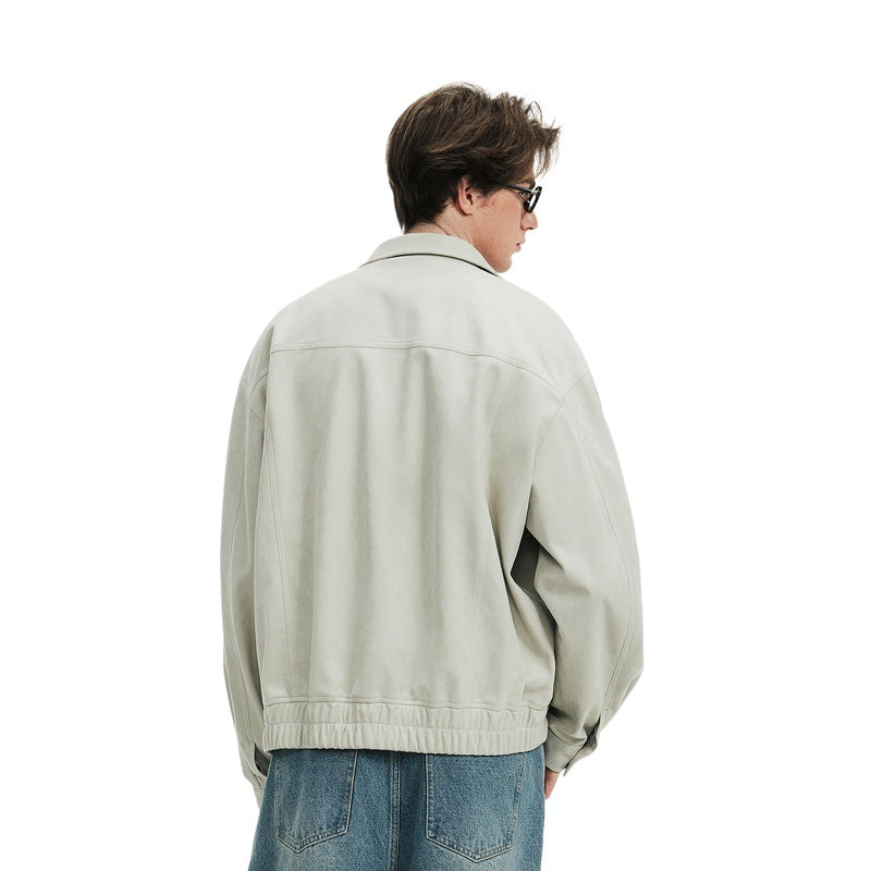 Lilbetter retro zamshli kundalik yubka oddiy tekis rangli erkin blazer kurtkasi kulrang yashil