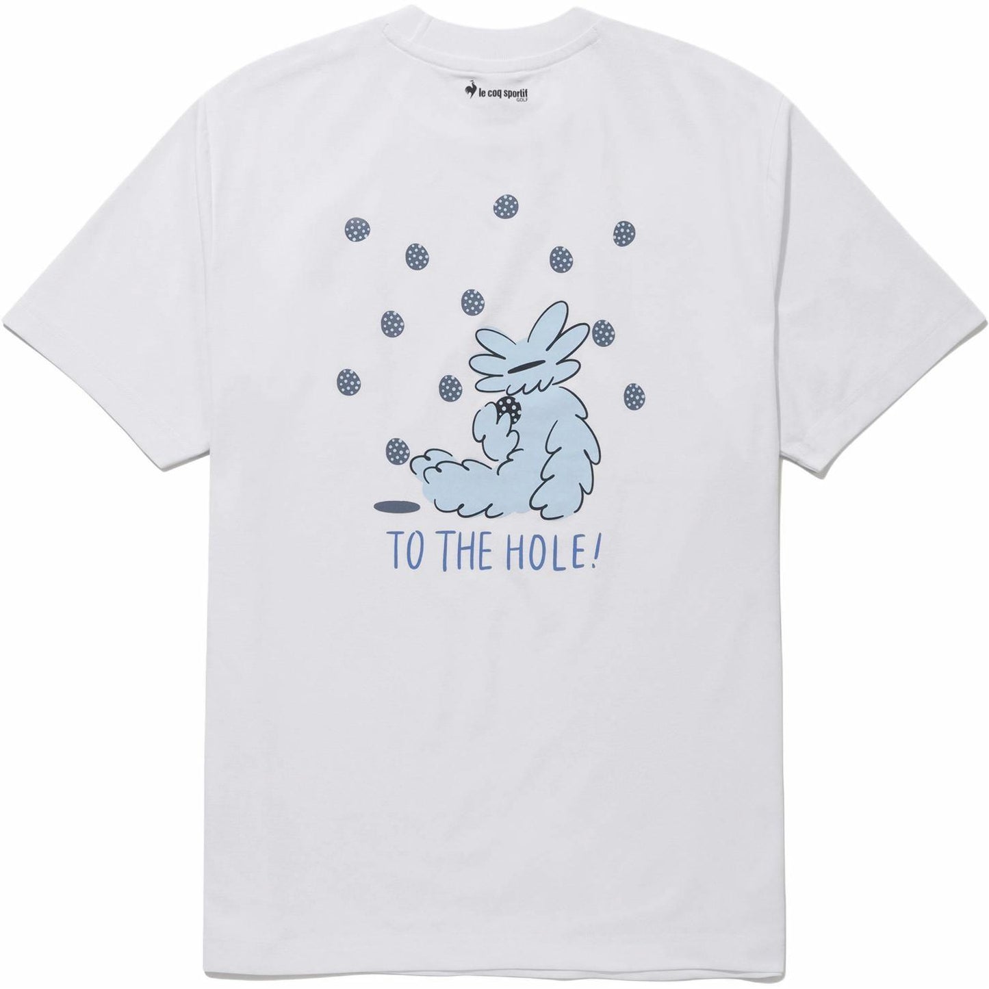 Le Coq Sportif logotipi bosilgan qisqa yengli, bo'yinbog'li futbolka