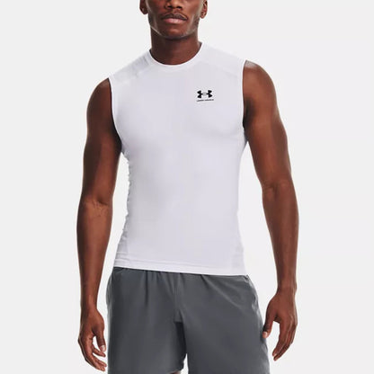 Under armour heatgear casual sports breathable sleeveless fitness crossover tight quick dry vest men's white