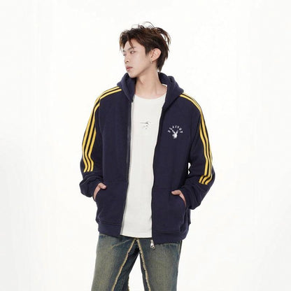 Playboy chiziqli kapshonli erkaklar sport kurtkasi