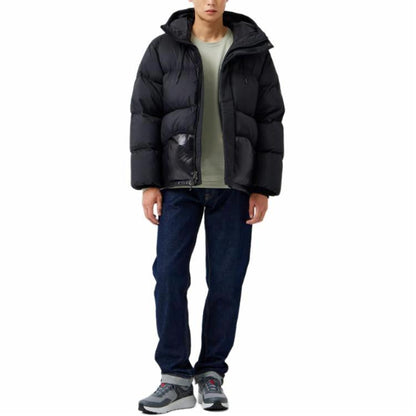 Columbia columbia сплошной цвет логотип вышивка стринги капюшон застежка-молния с длинным рукавом вниз куртка мужская черный