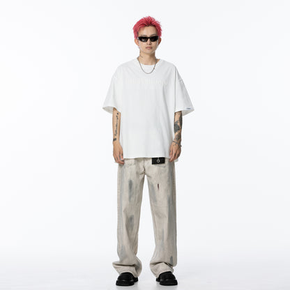 Golfkross harflari shimgichli bosilgan naqshinkor kashtado'zlik tasodifiy yumaloq bo'yinli yelkali qisqa yengli futbolkalar naqshli erkaklar va ayollar