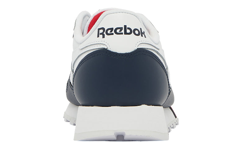 Reebok classic leather low top running shoes men's blue white