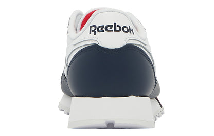 Reebok classic leather low top running shoes men's blue white