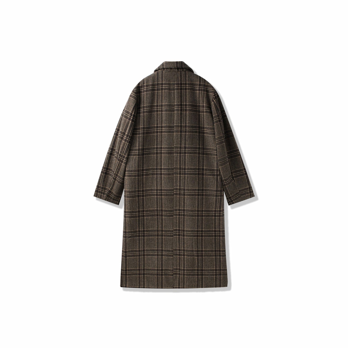 Yumshoq astarli o'rta uzunlikdagi tvid qalin tizzali koreyscha bo'shashgan britan uslubidagi pastki palto bir xil ko'krakli erkaklar va ayollar