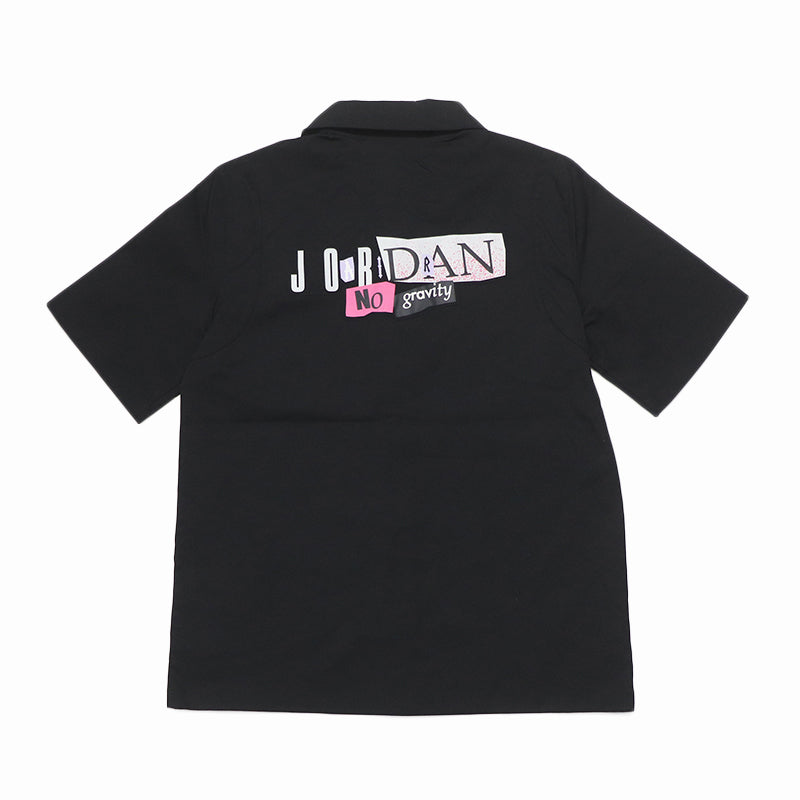 Iordaniya modasi sport uslubi tugmasi bo'sh qisqa yengli ko'ylak ayollar qora