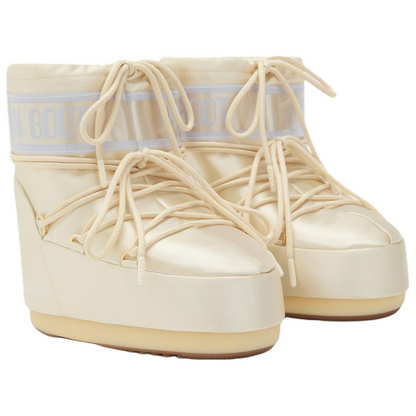 Moon boot icon tube cross lace round toe short snow boots unisex ivory