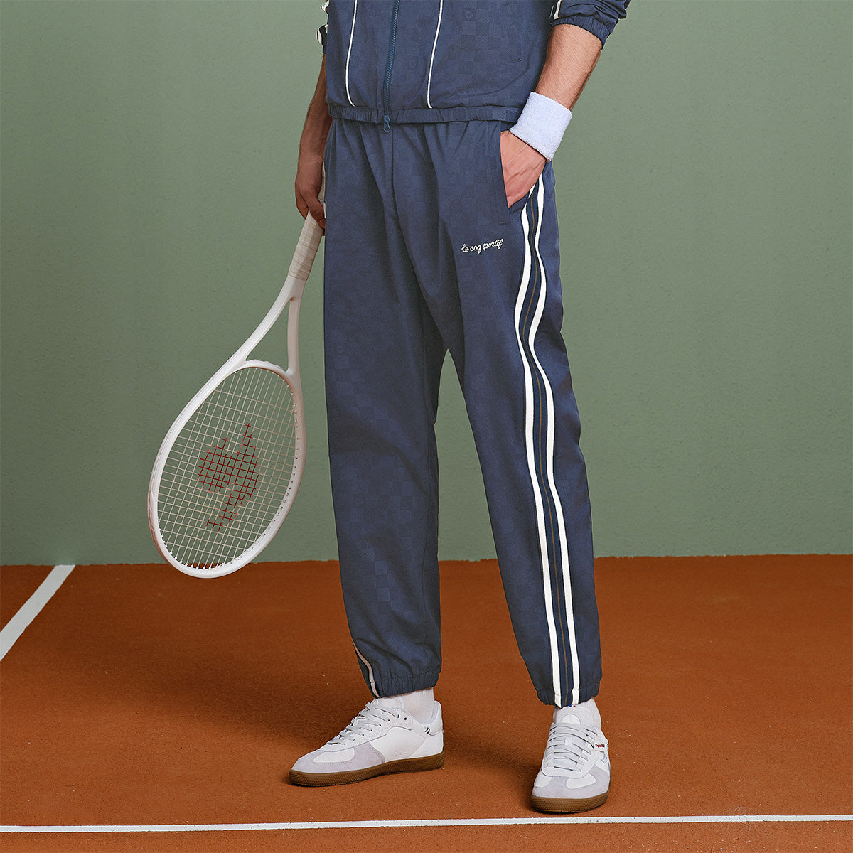 Le coq sportif tennis seriyasidagi erkaklar uchun to'qilgan to'rli trikotaj sport shimlari