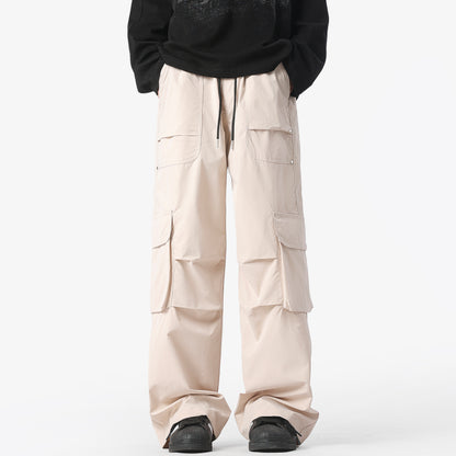 Paddy Julia American outdoor vintage logging, micro-pleated dizayn ma'nosi bir rang cho'ntaklar o'rta bel galstuk kamar bo'sh tekis sudrab erga yuz yuz kundalik ish shim bilan bir xil modellari bilan erkaklar va ayollar