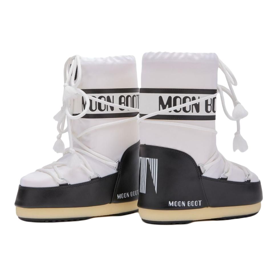 Moon boot colour blocking top drawstring anti-slip waterproof warm snow boots black white children's