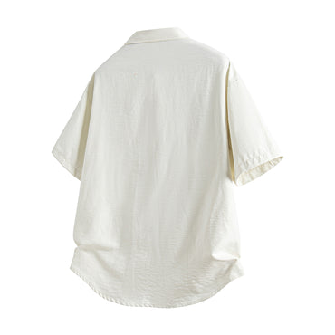 Igoi tekis rangli asosiy paragraf tide salqin tuyg'u quyosh kremi bo'sh Amerika retro ish kiyimi sport nafas oladigan moda lapel yupqa qisqa yengli ko'ylak erkaklar va ayollar bir xil