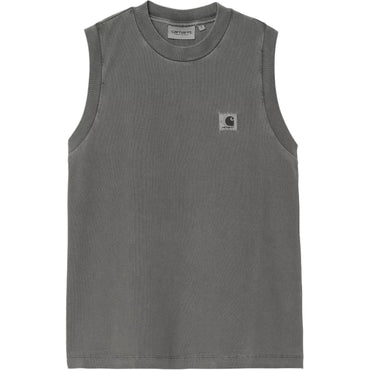 Carhartt wip ss25 w' nelson ko'ylak bo'sh kvadrat ko'ylak qulay oddiy yengsiz yelek ayollar grafit kulrang