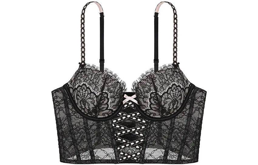 Бюстгальтер victoria's secret victoria's secret solid colour cutout lace bra женский черный - Boxette Shop