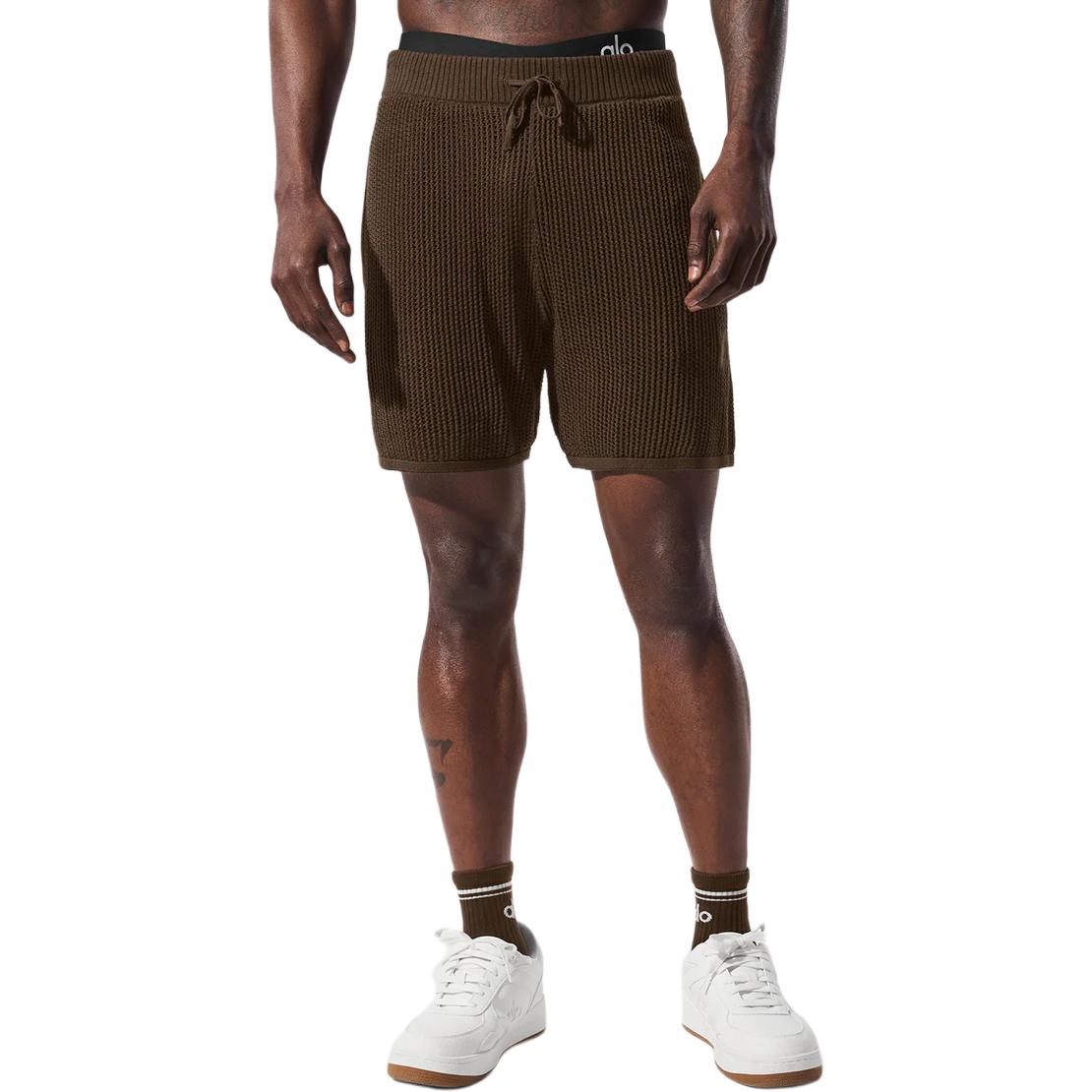 Alo yoga trikotajli tekis rangli to'rli erkaklar sport shortilari