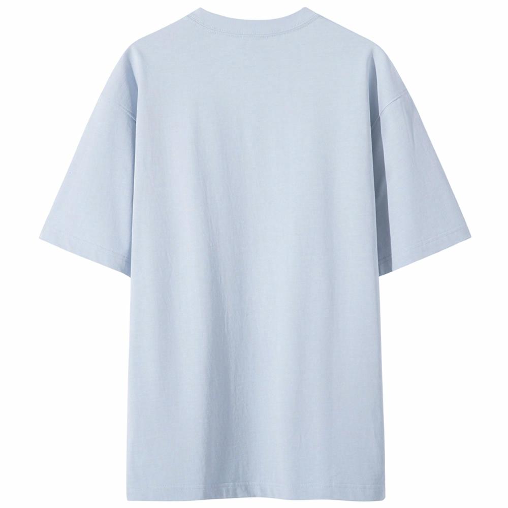 Lilbetter harfi logotipi bosma paxta amerikalik kundalik toza kiyimli dumaloq bo'yinli yarim yengli bo'shashgan juftlik qisqa yengli futbolka modelli erkaklar va ayollar