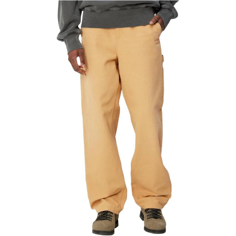 Carhartt wip ss24 v' pirs shim, to'g'ridan-to'g'ri bo'shashgan tekis kvadrat yorliqli fermuarli uzun ish shimlari xaki