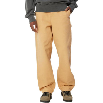 Carhartt wip ss24 v' pirs shim, to'g'ridan-to'g'ri bo'shashgan tekis kvadrat yorliqli fermuarli uzun ish shimlari xaki