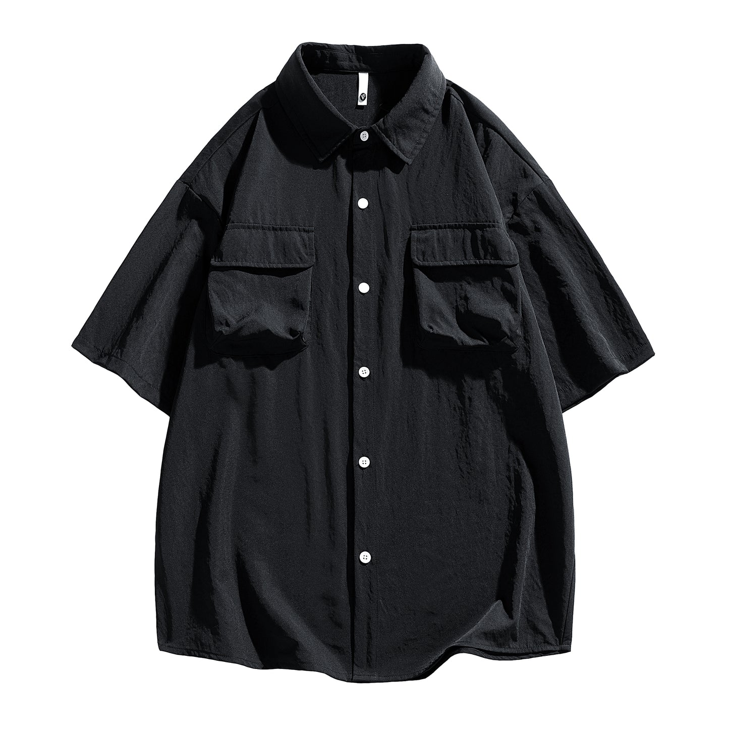 Igoi Amerika yuqori ko'chada qulay moda ish kiyimi nozik kesilgan tasodifiy ko'p qirrali tekis rangli oddiy bo'sh lapel qisqa yengli ko'ylaklar erkaklar va ayollar bir xil