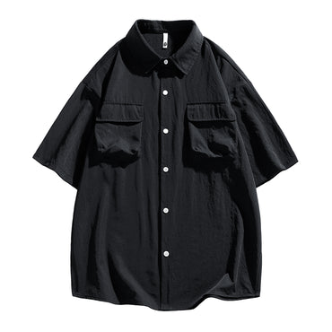 Igoi Amerika yuqori ko'chada qulay moda ish kiyimi nozik kesilgan tasodifiy ko'p qirrali tekis rangli oddiy bo'sh lapel qisqa yengli ko'ylaklar erkaklar va ayollar bir xil