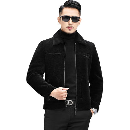 Kaiser kaiser Koreya modasi sof jun lapel fermuar bo'limi qo'y terisi mo'ynali baxmal paltosi bir xil modeldagi erkaklar va ayollar