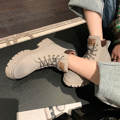 Balletcat воловьей кожи шнуровка рабочая одежда модные личности высота увеличить удобные модные тенденции сто теплый короткий мартин сапоги 5 см женщина