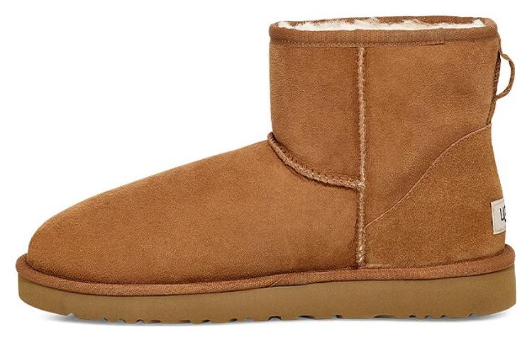 Ugg classic mini овчина теплые мягкие короткие снежные сапоги мужские каштанового цвета