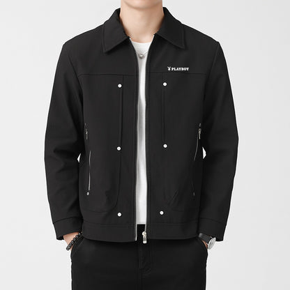 Playboy mikro teksturali metall dekorativ lapel erkaklar ko'ylagi