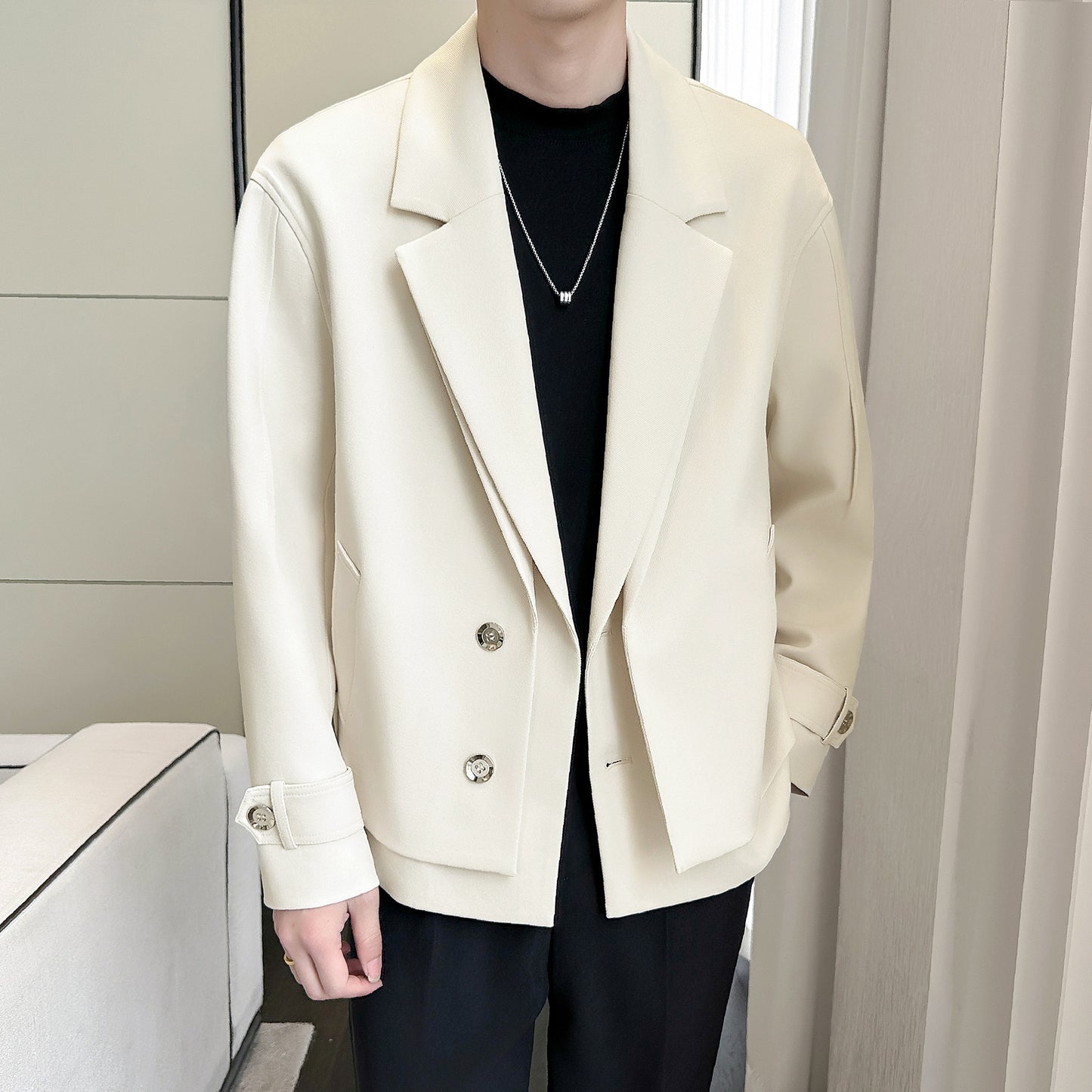 Hvga Koreyaning yuqori darajadagi dizayndagi engil etuk shamol gangsteri chiroyli to'lqinli tasodifiy eng nozik kalta kostyum erkaklar va ayollar bir xil modellar