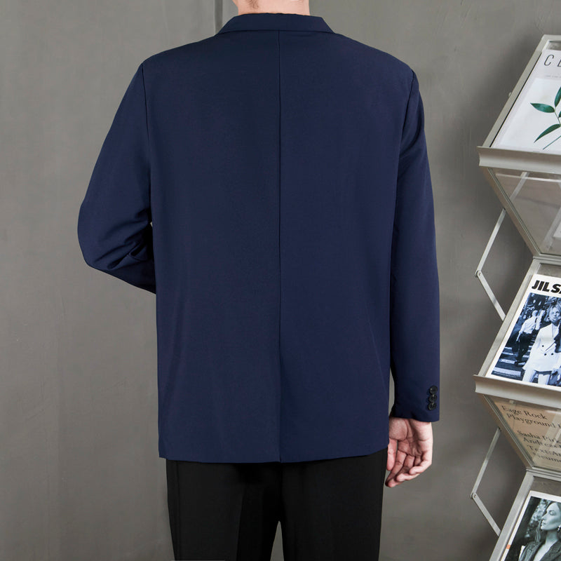 Ofisga qarshi engil hashamatli moda tasodifiy chiroyli bo'sh Gonkong uslubidagi gangster chiroyli ko'ylagi universal koreys versiyasi trendi uzun yengli kostyum erkaklar modellari