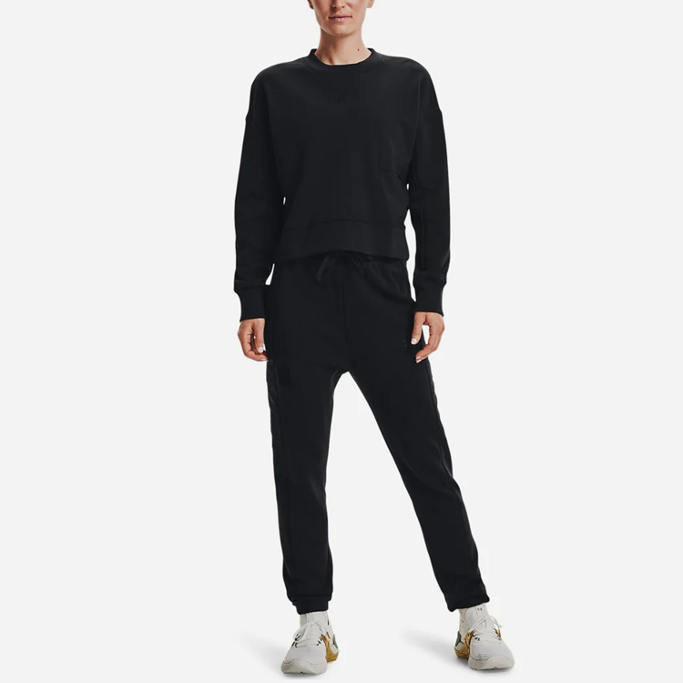 Under armour andromeda prjct rock fleece cre solid athletic casual crew neck sweatshirt women's black