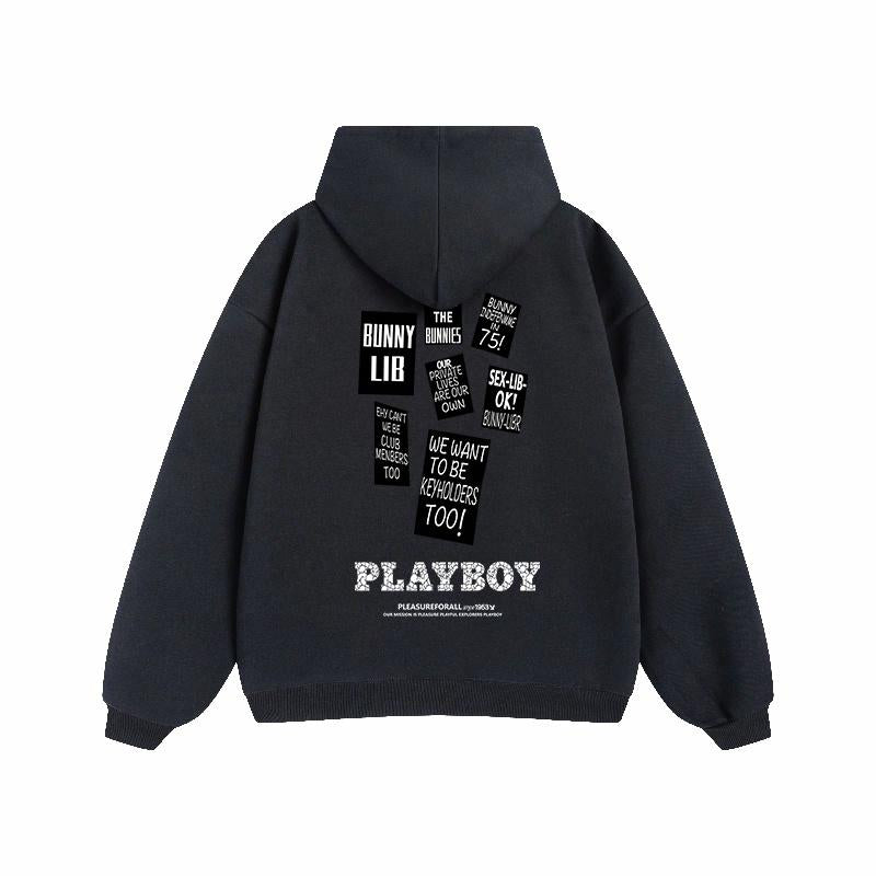 Erkaklar va ayollar uchun Playboy letter print bo'sh tasodifiy kaputi