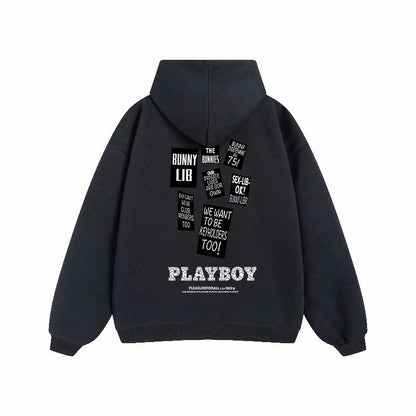 Erkaklar va ayollar uchun Playboy letter print bo'sh tasodifiy kaputi