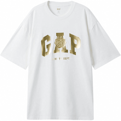 Футболка с коротким рукавом gap с матовым горячим золотым логотипом для мужчин и женщин - Boxette Shop