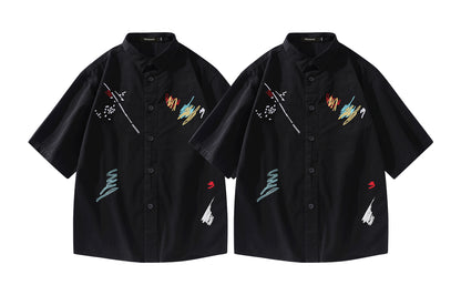 Paddy Julia Amerika retro baland ko'cha uslubidagi nafas oladigan ko'p qirrali yelkali qisqa yengli ko'ylak erkaklar va ayollar bir xil modellar