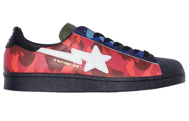 A bathing ape x adidas originals superstar низкие шорты мужские и женские черный синий красный