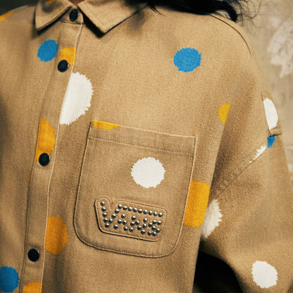 Vans Yagona ko'krakli yoqa ko'ylak Comfort moda kurtkasi Ayollar ochiq jigarrang palto