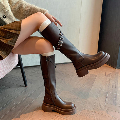 Balletcat коровьей кожи мода тенденция дышащий комфорт высокие сапоги 5,5 см женские